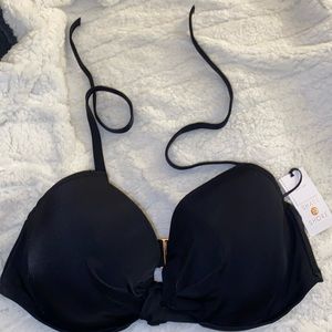 Shade & Shore Black Knot Detail Black Bikini Top